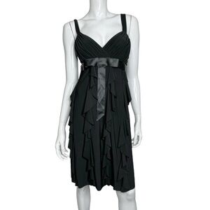 BORA USA Sleeveless Ruffled Black‎ Midi Dress